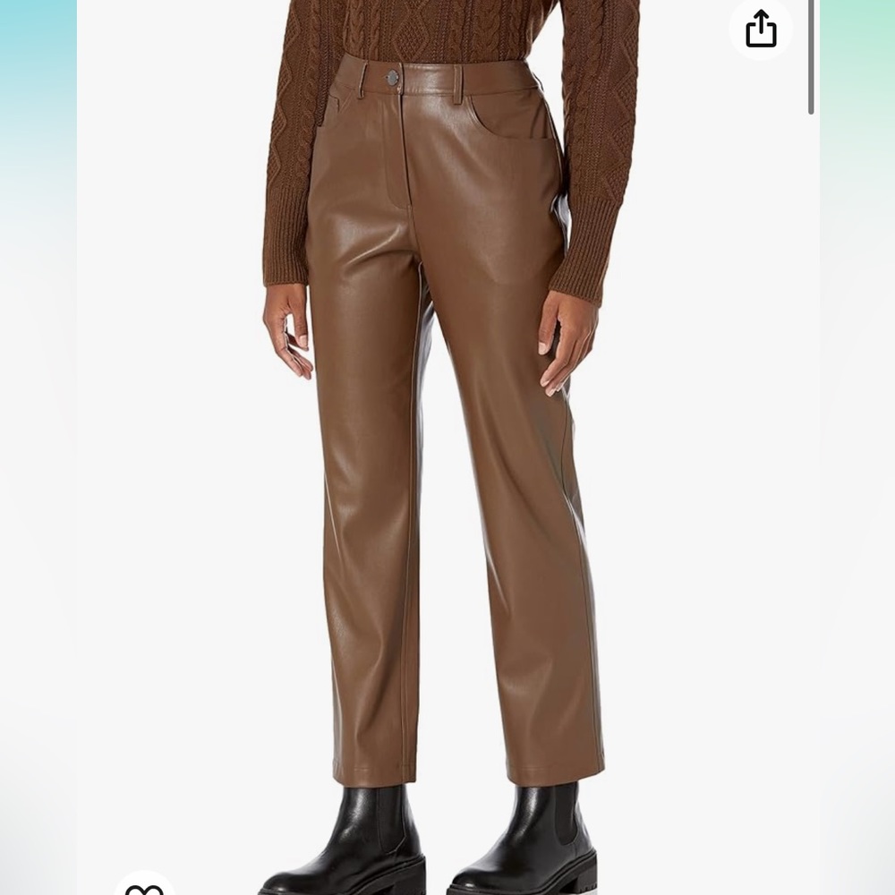 The drop brown size 28 leather straight pants